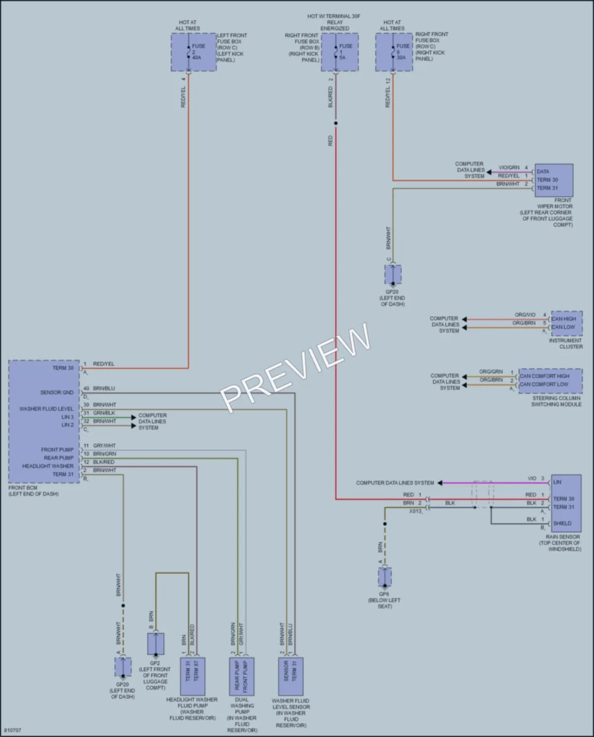 2022 Porsche 718Boxster Wiper Washer wiring diagram preview