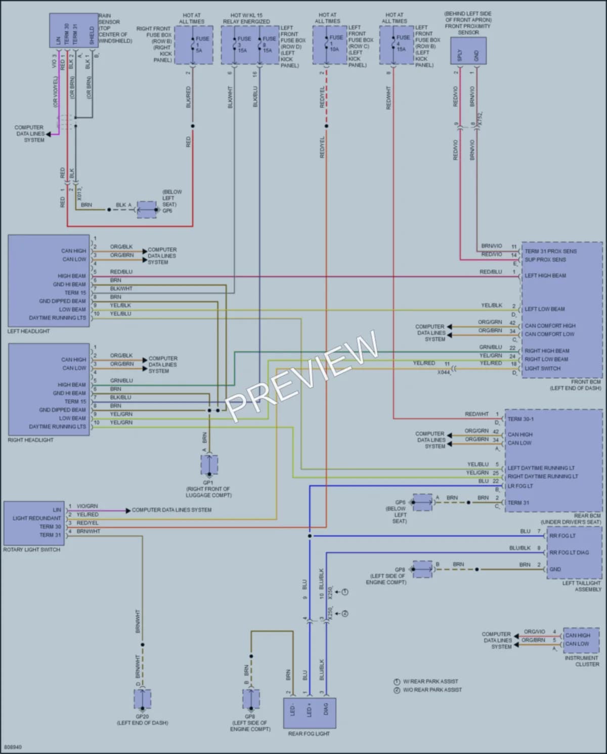 2022 Porsche 718Cayman Headlights wiring diagram preview