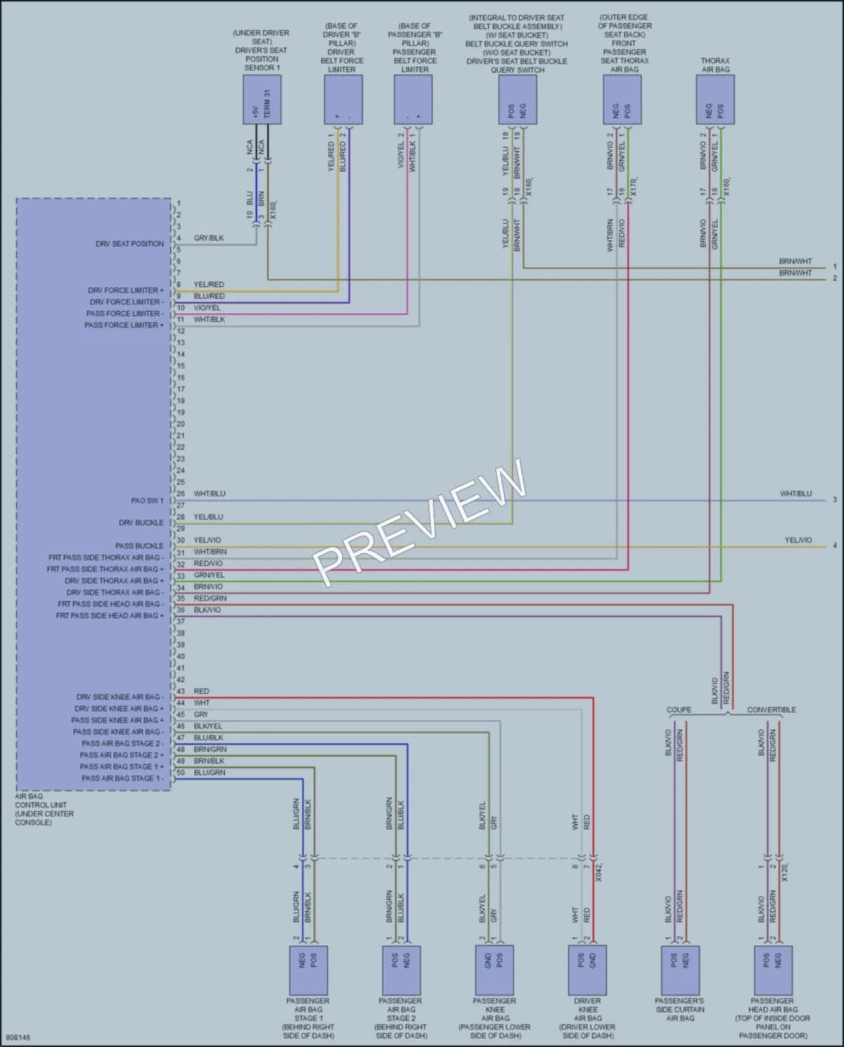 2022 Porsche 718Cayman Supplemental Restraints wiring diagram preview
