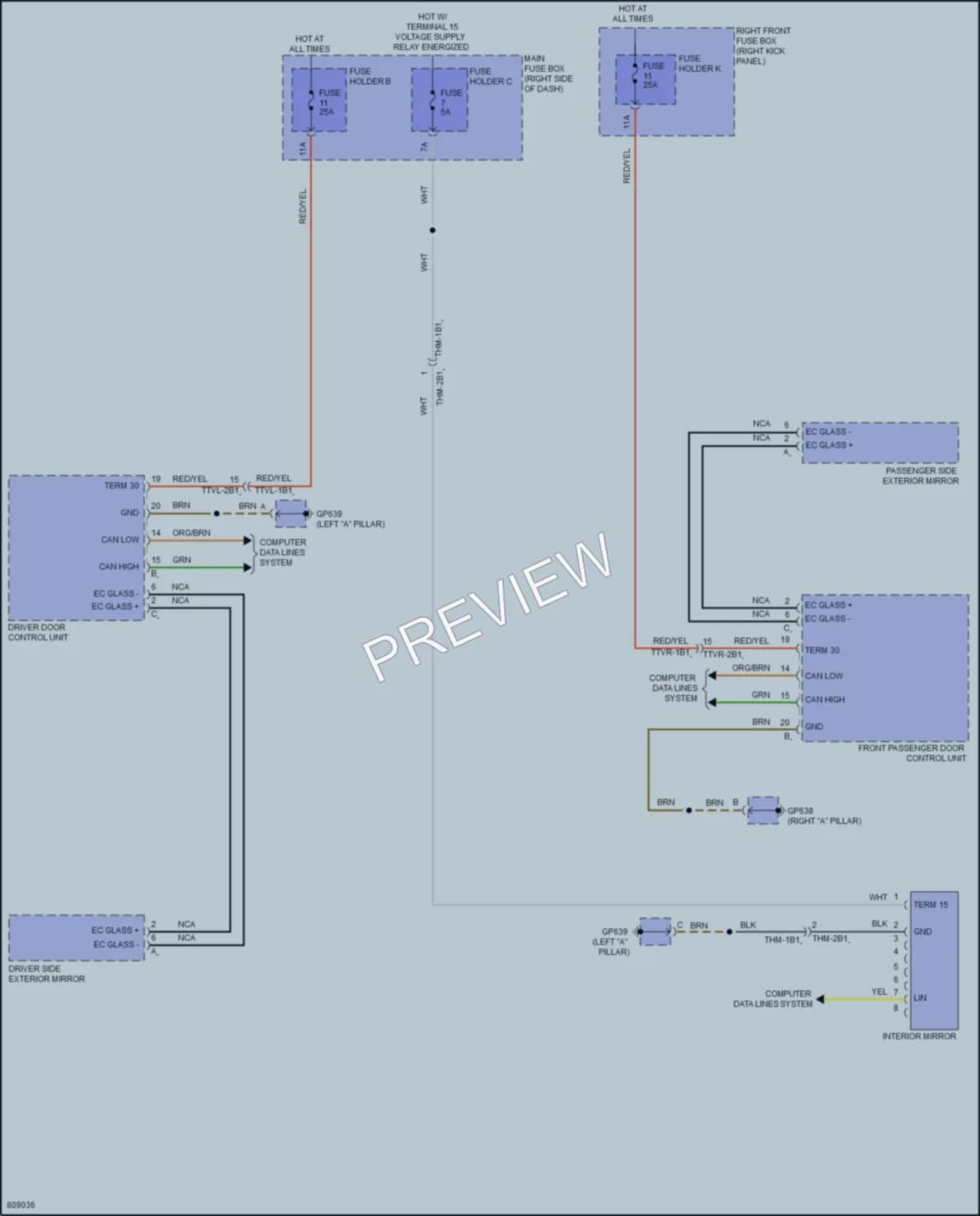 2022 Porsche 911 Power Mirrors wiring diagram preview