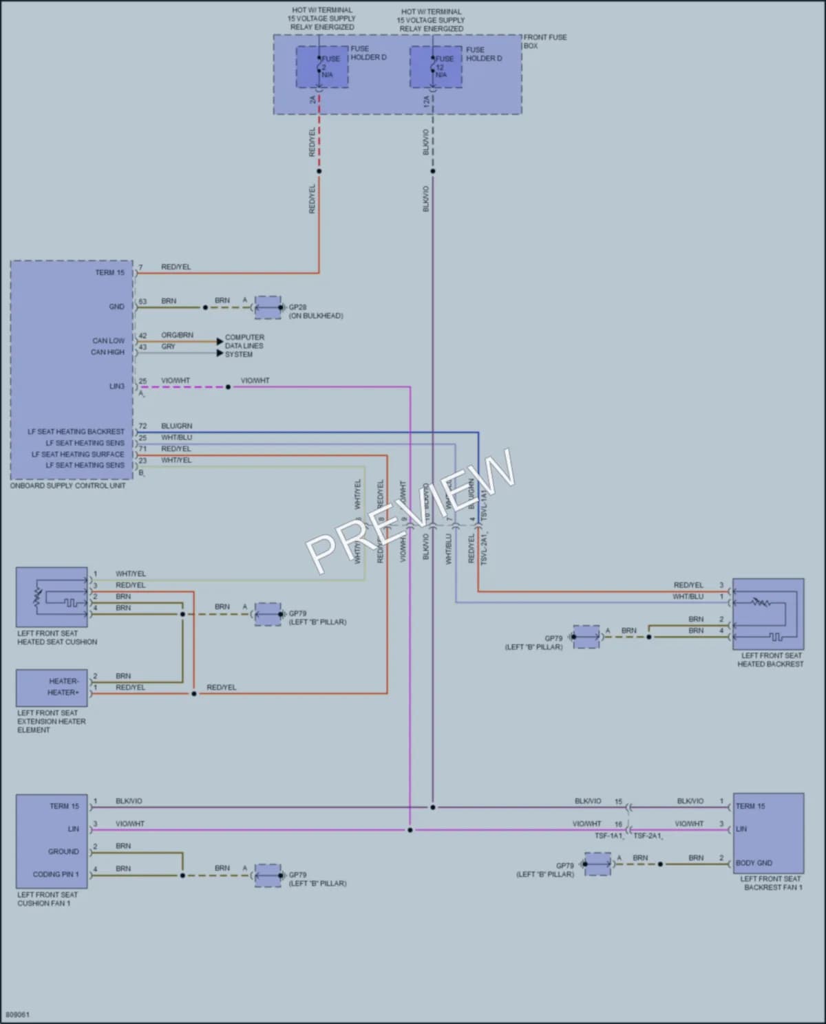 2022 Porsche Cayenne Power Seats wiring diagram preview