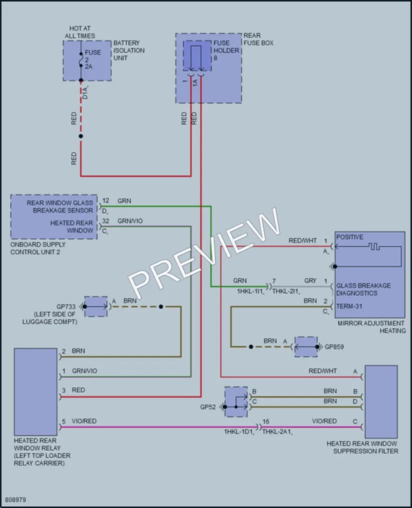 2022 Porsche CayenneCoupeHybrid Defoggers wiring diagram preview