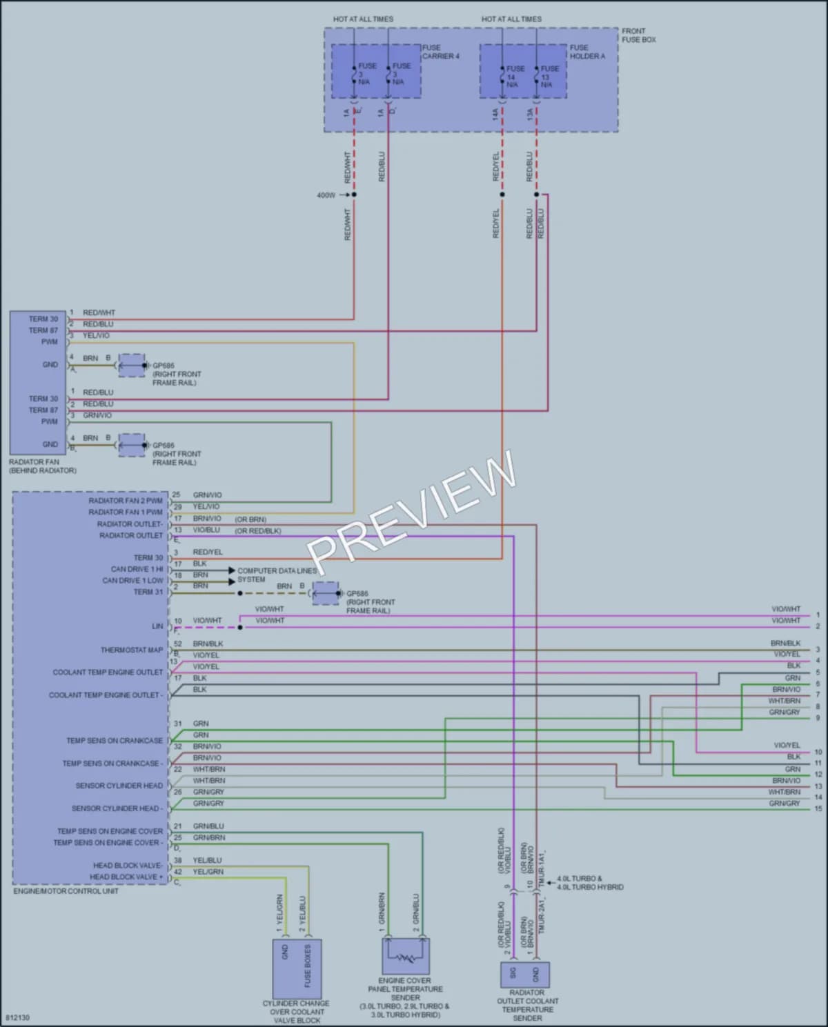 2022 Porsche CayenneHybrid Cooling Fan wiring diagram preview