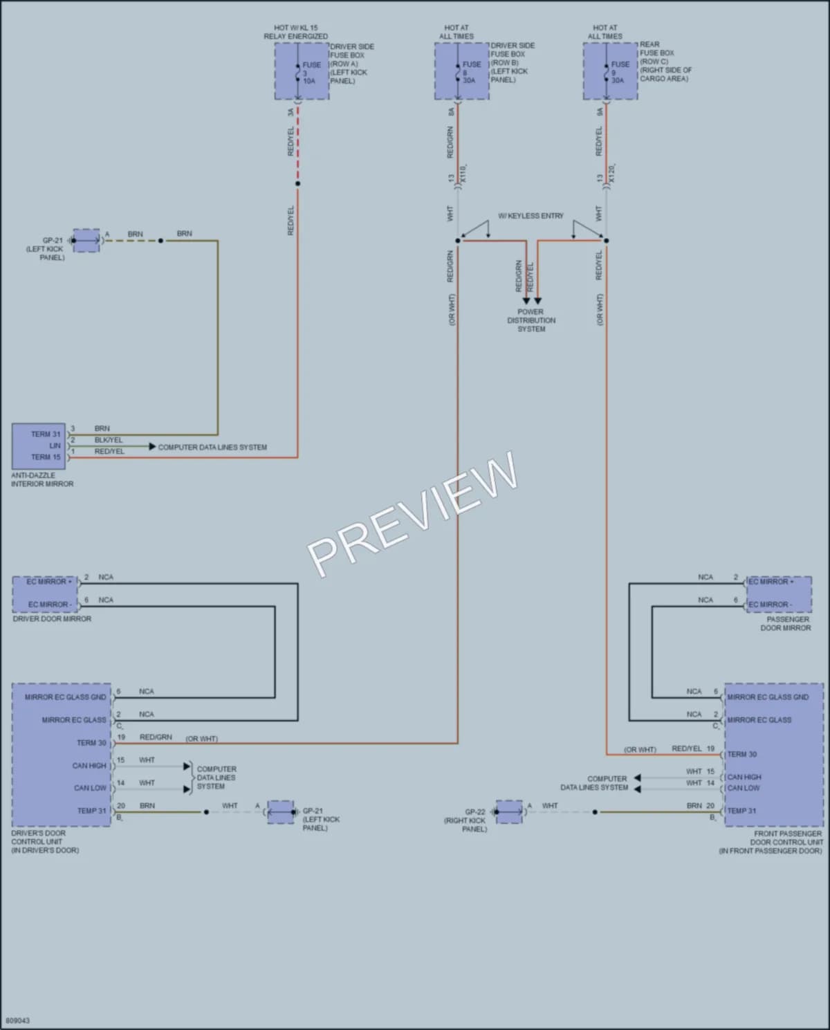 2022 Porsche Macan Power Mirrors wiring diagram preview