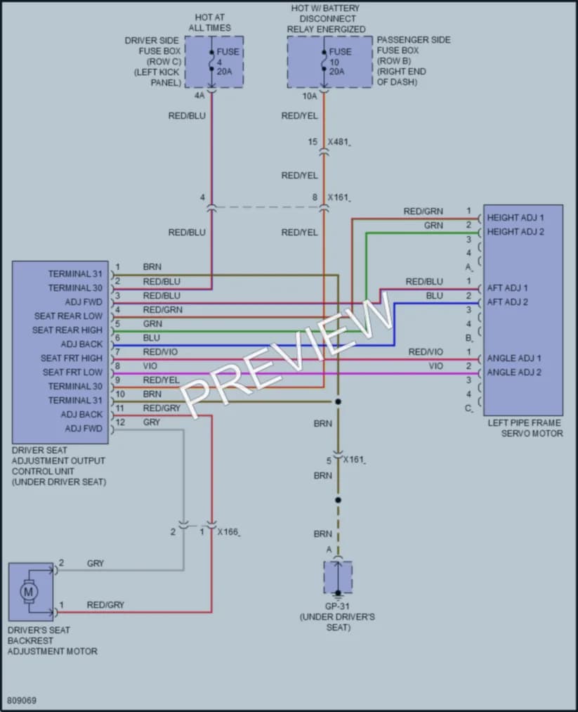 2022 Porsche Macan Power Seats wiring diagram preview
