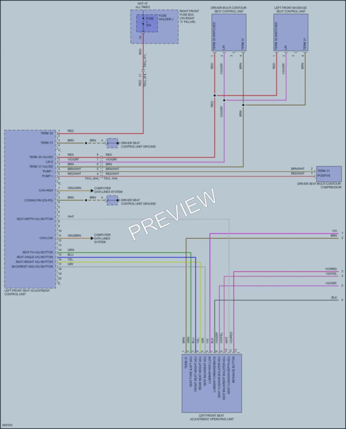 2022 Porsche Panamera Memory Systems wiring diagram preview