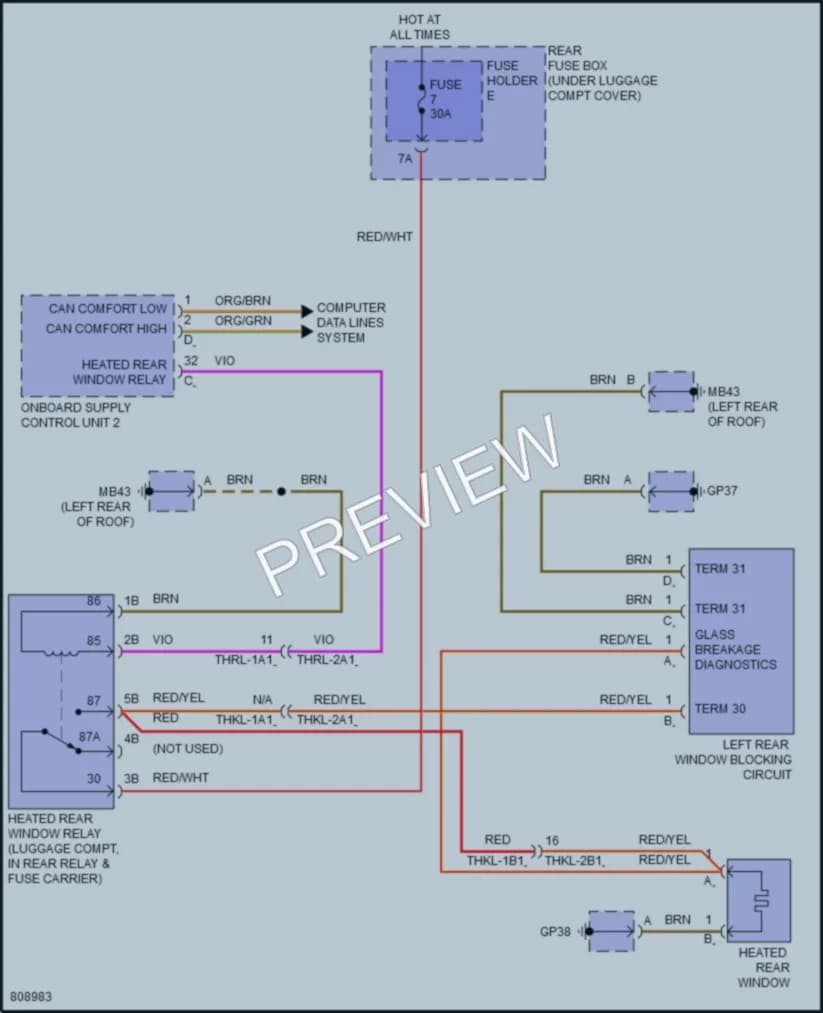 2022 Porsche PanameraHybrid Defoggers wiring diagram preview