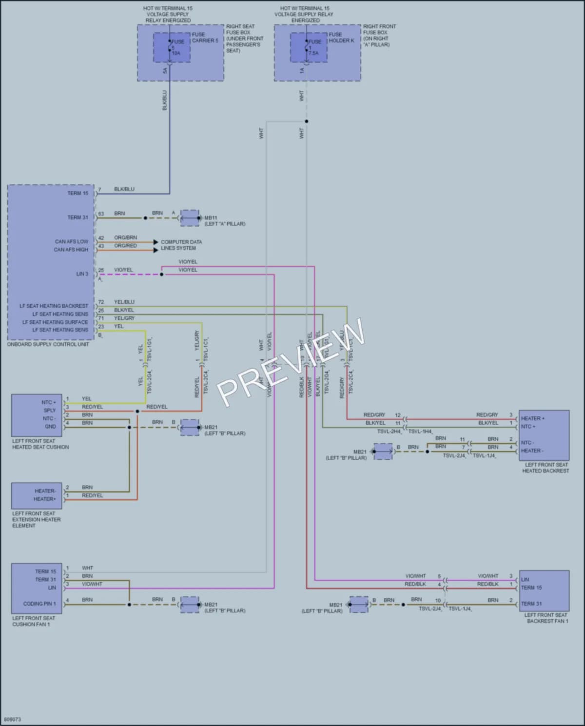 2022 Porsche PanameraHybrid Power Seats wiring diagram preview