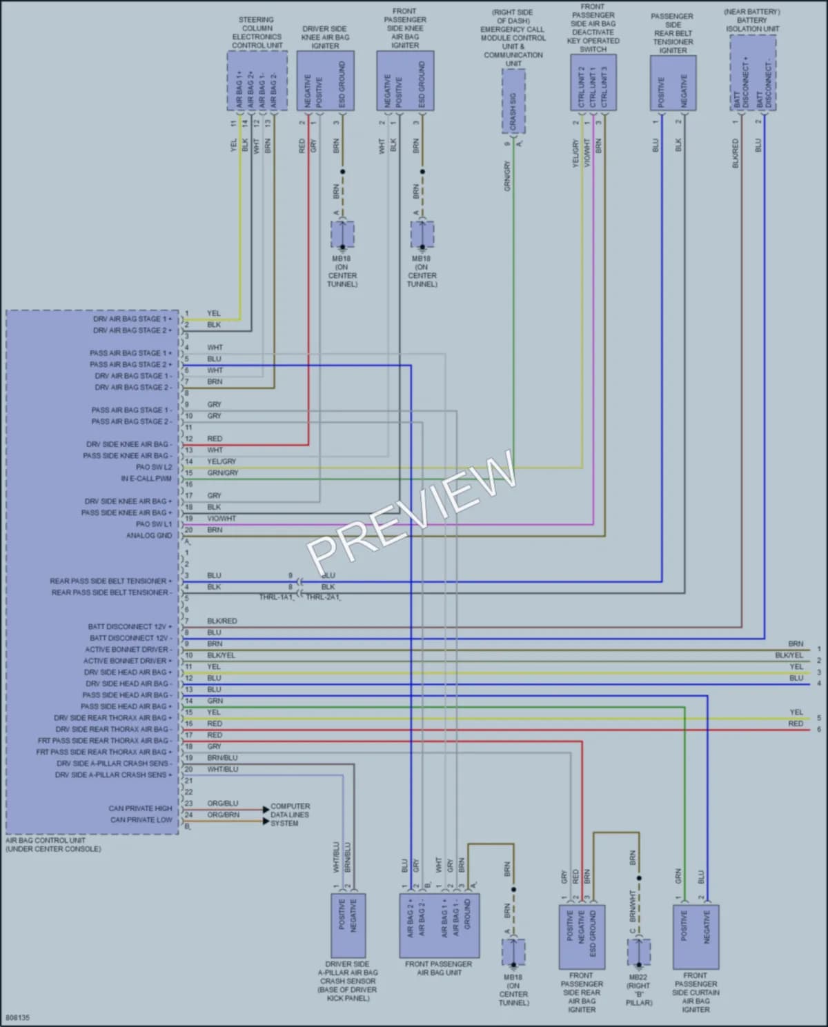 2022 Porsche PanameraHybrid Supplemental Restraints wiring diagram preview