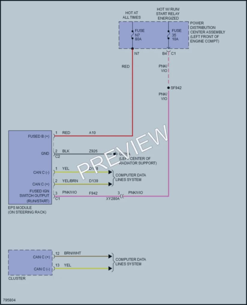 2022 Ram 1500 Electronic Power Steering wiring diagram preview