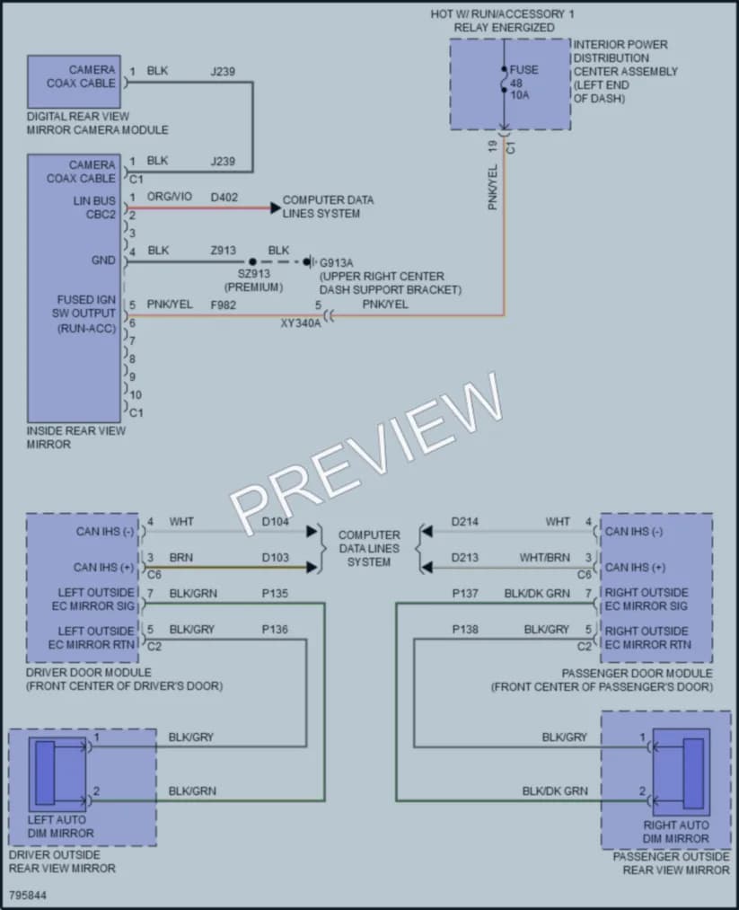 2022 Ram 1500 Power Mirrors wiring diagram preview