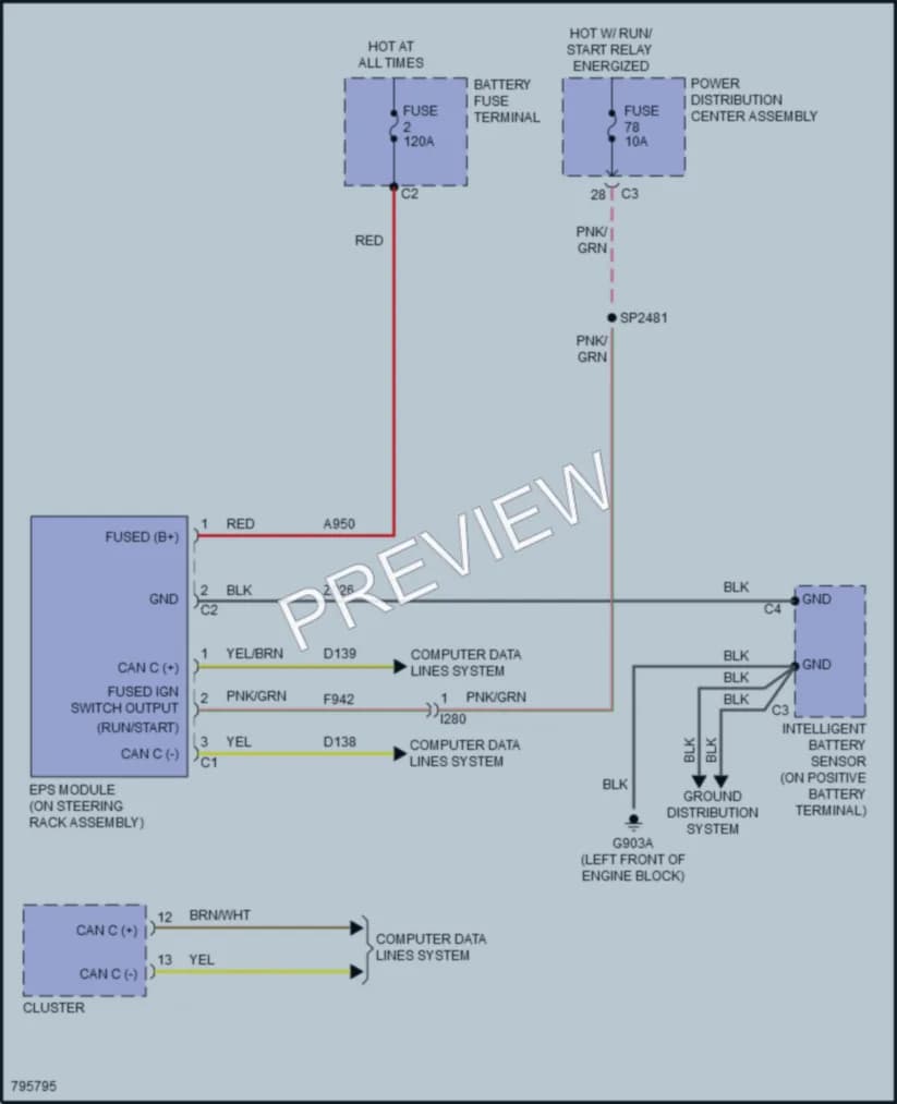 2022 Ram 1500Classic Electronic Power Steering wiring diagram preview