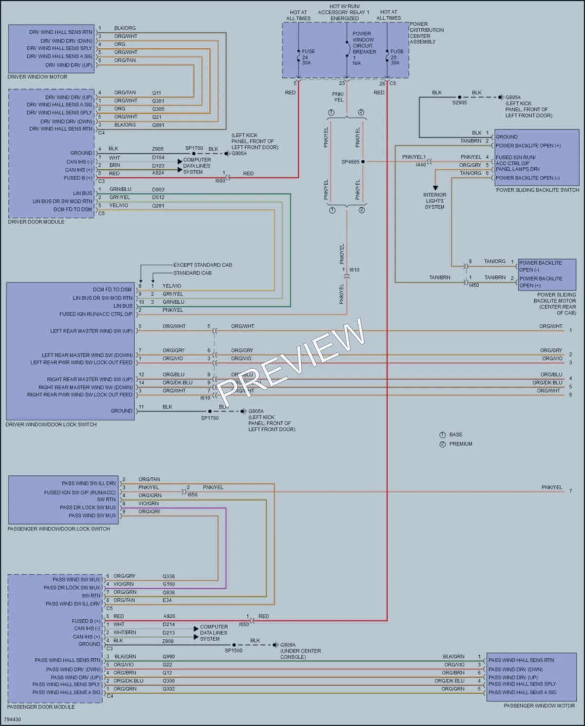 2022 Ram 1500Classic Power Windows wiring diagram preview