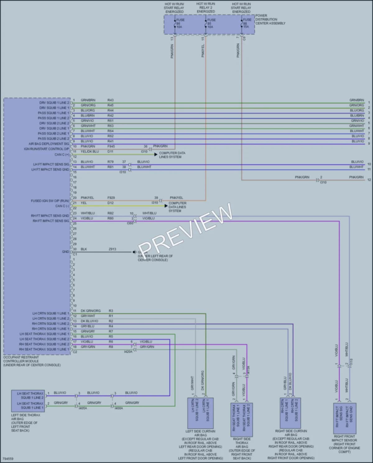 2022 Ram 1500Classic Supplemental Restraints wiring diagram preview