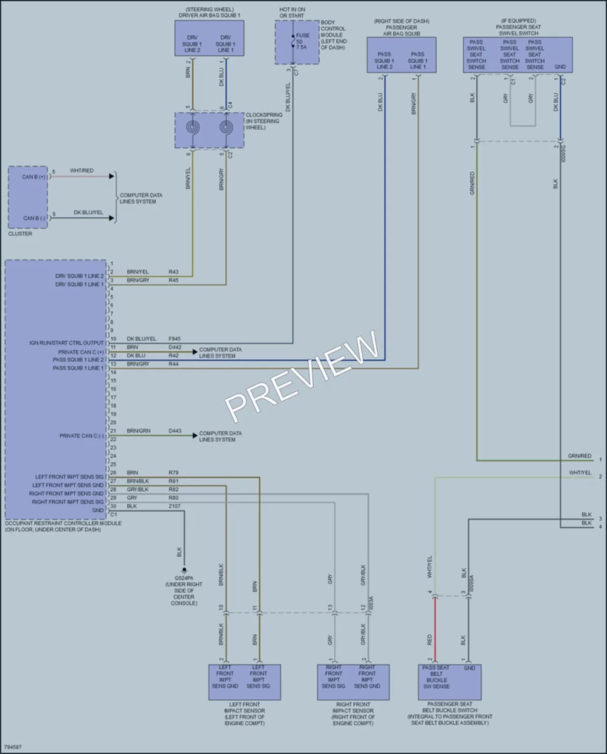 2022 Ram 1500ProMaster Supplemental Restraints wiring diagram preview