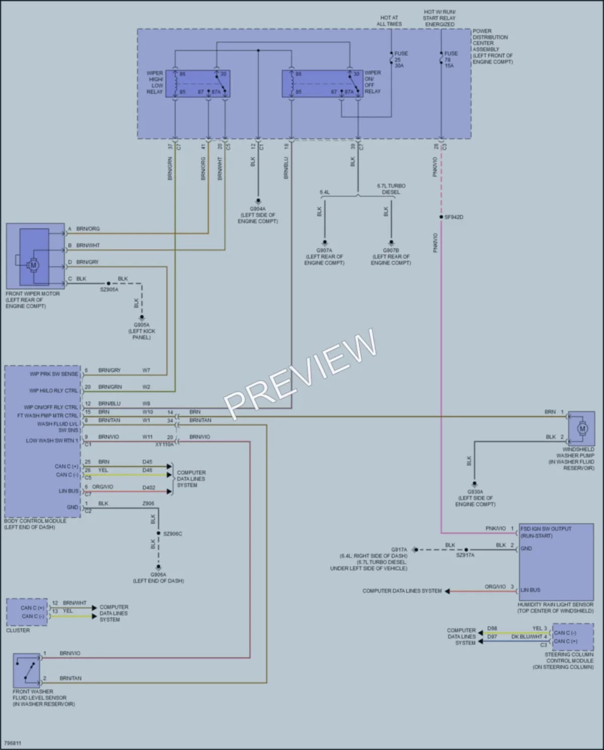 2022 Ram 2500 Wiper Washer wiring diagram preview
