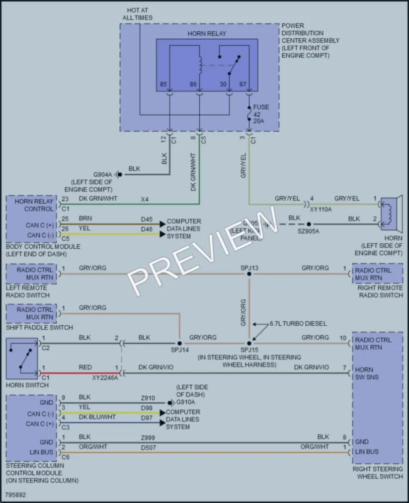 2022 Ram 3500 Horn wiring diagram preview