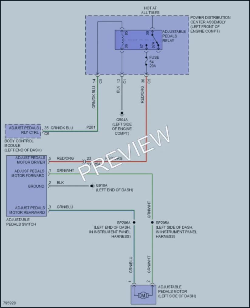 2022 Ram 3500 Power Seats wiring diagram preview