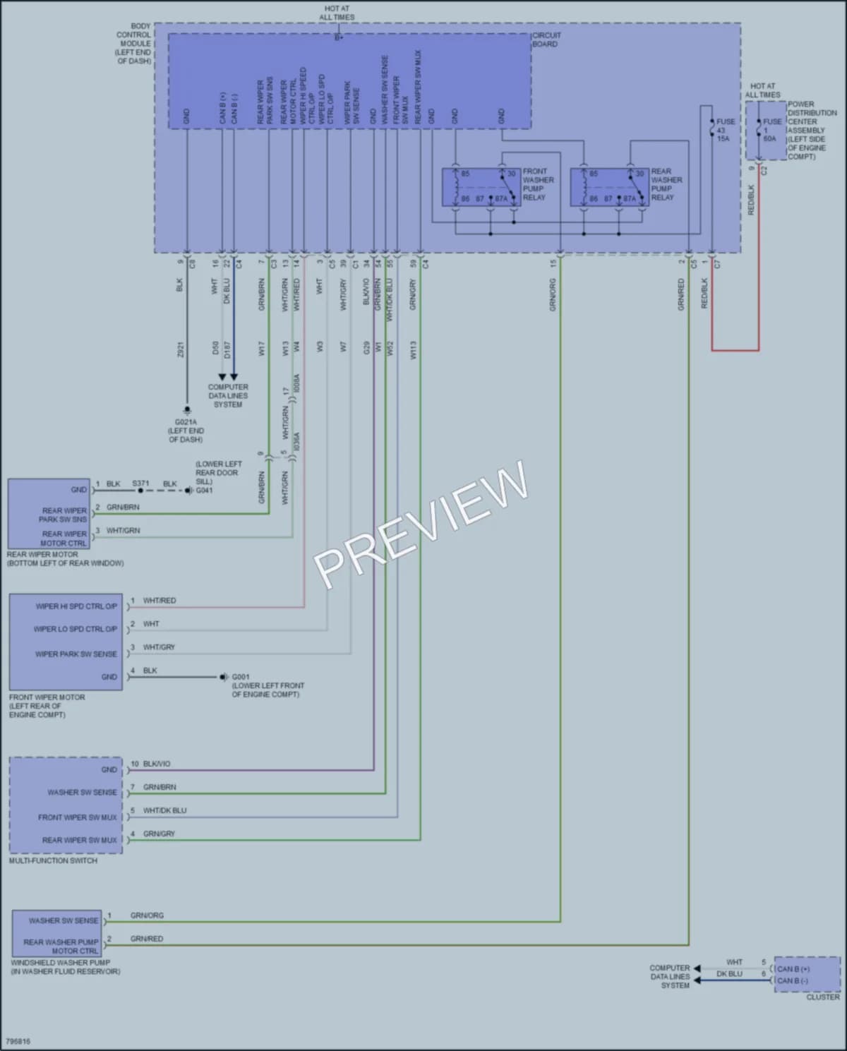 2022 Ram ProMasterCity Wiper Washer wiring diagram preview