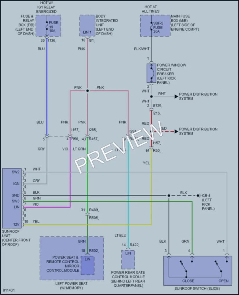 2022 Subaru Forester Power Top Sunroof wiring diagram preview