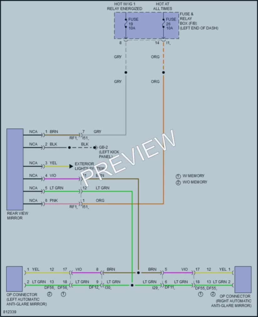 2022 Subaru Legacy Power Mirrors wiring diagram preview