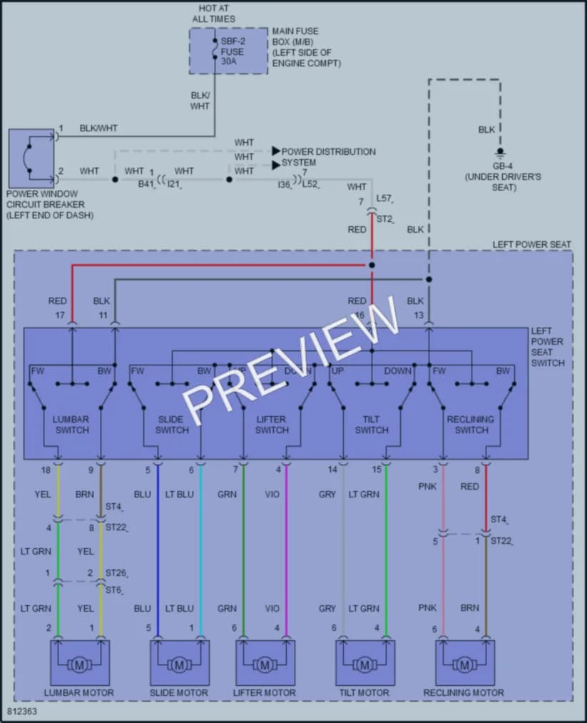 2022 Subaru Outback Power Seats wiring diagram preview
