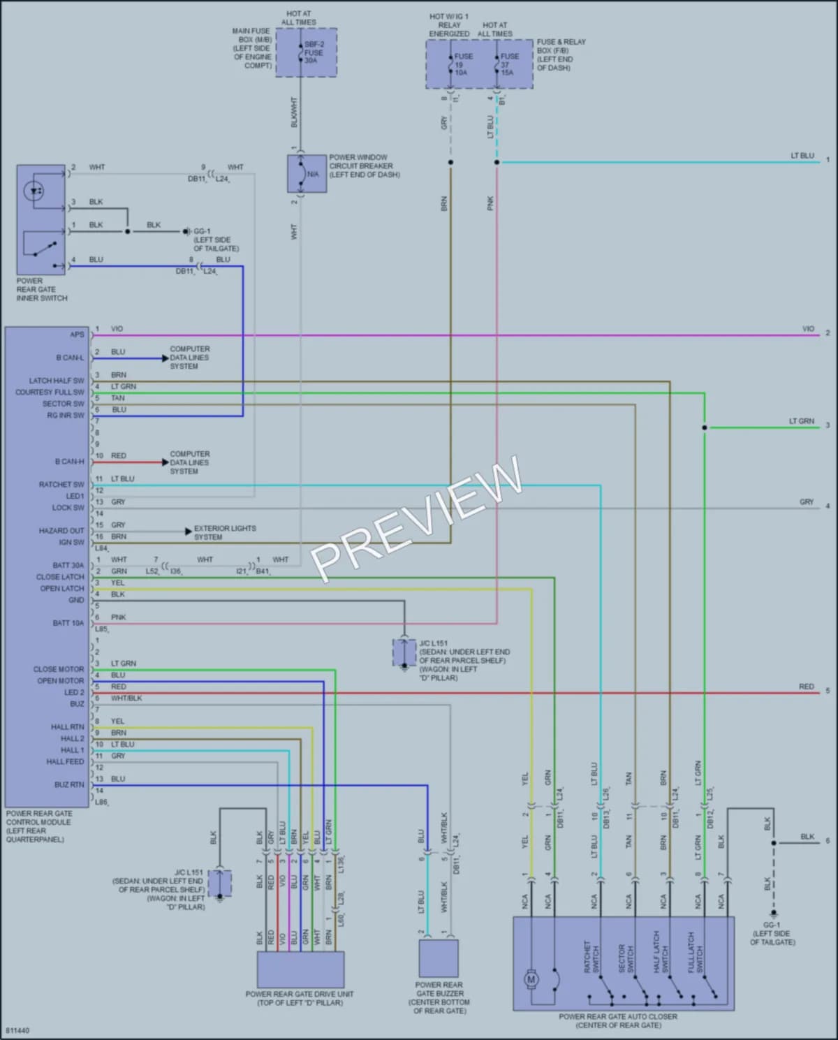 2022 Subaru Outback Trunk Tailgate Fuel Door wiring diagram preview