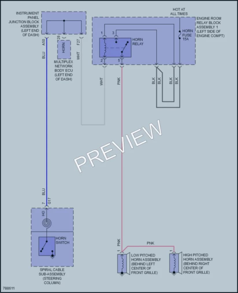 2022 Toyota Avalon Horn wiring diagram preview