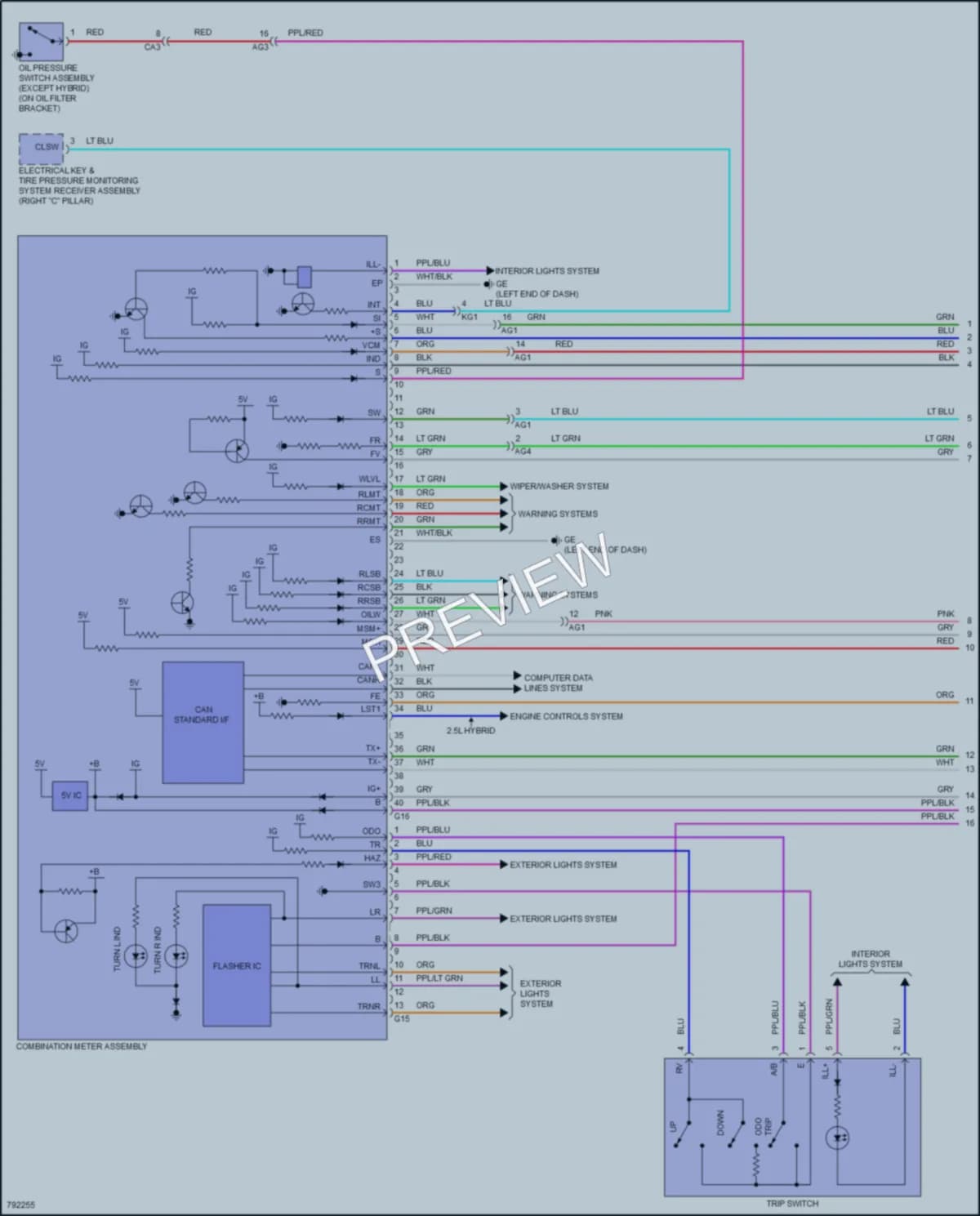 2022 Toyota Avalon Instrument Cluster wiring diagram preview