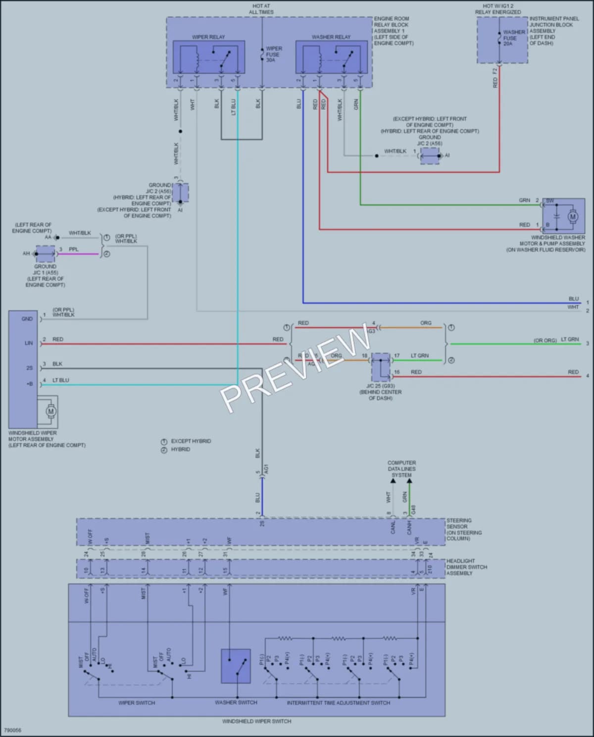 2022 Toyota Avalon Wiper Washer wiring diagram preview