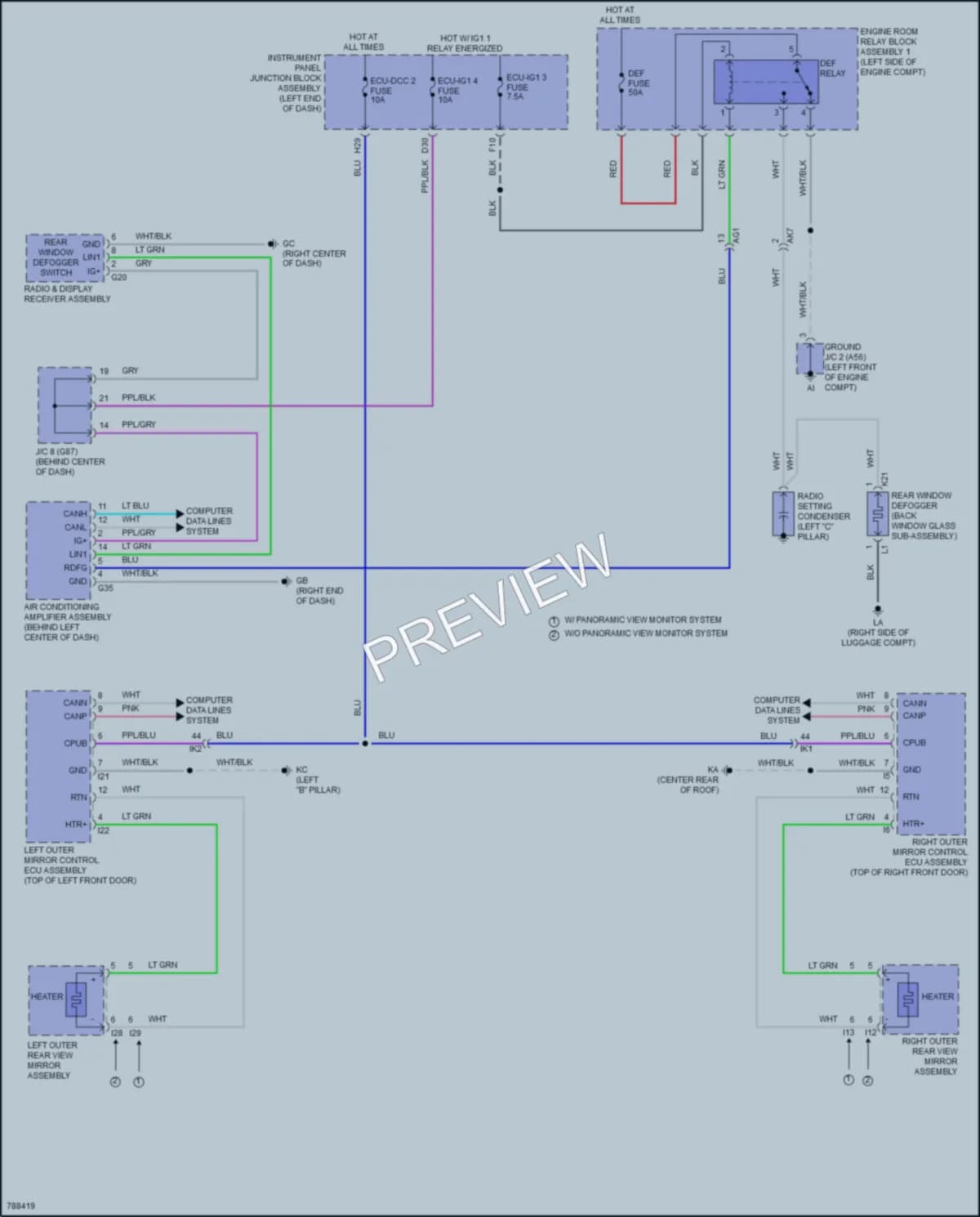 2022 Toyota AvalonHybrid Defoggers wiring diagram preview