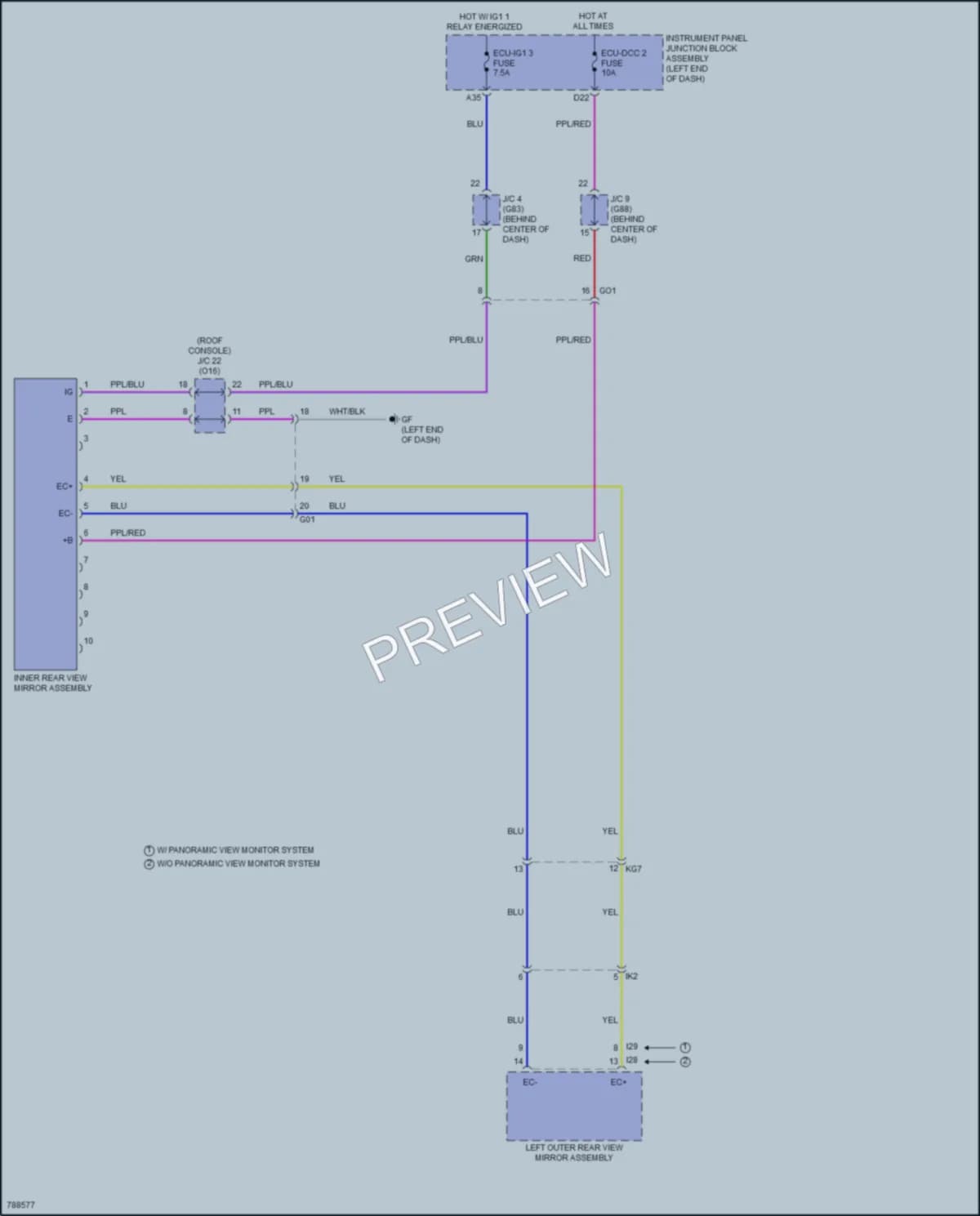 2022 Toyota AvalonHybrid Power Mirrors wiring diagram preview