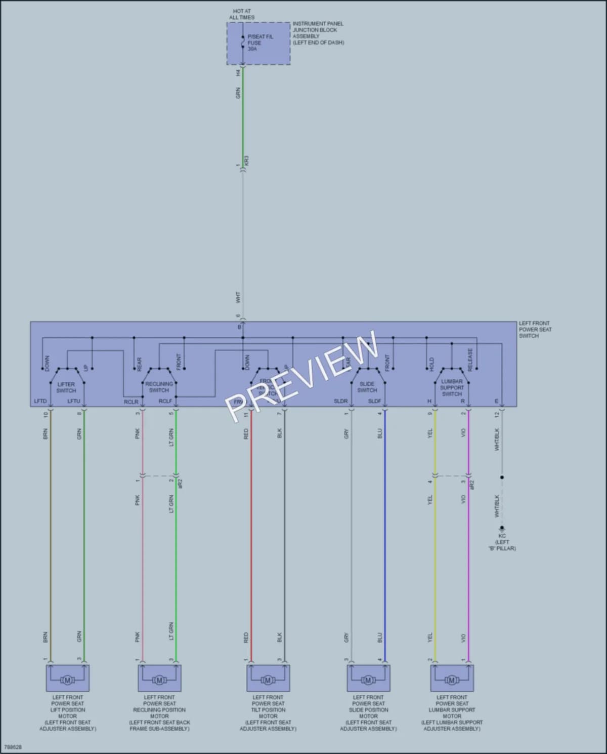2022 Toyota AvalonHybrid Power Seats wiring diagram preview