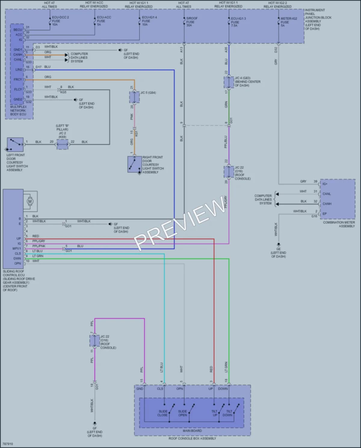 2022 Toyota AvalonHybrid Power Top Sunroof wiring diagram preview