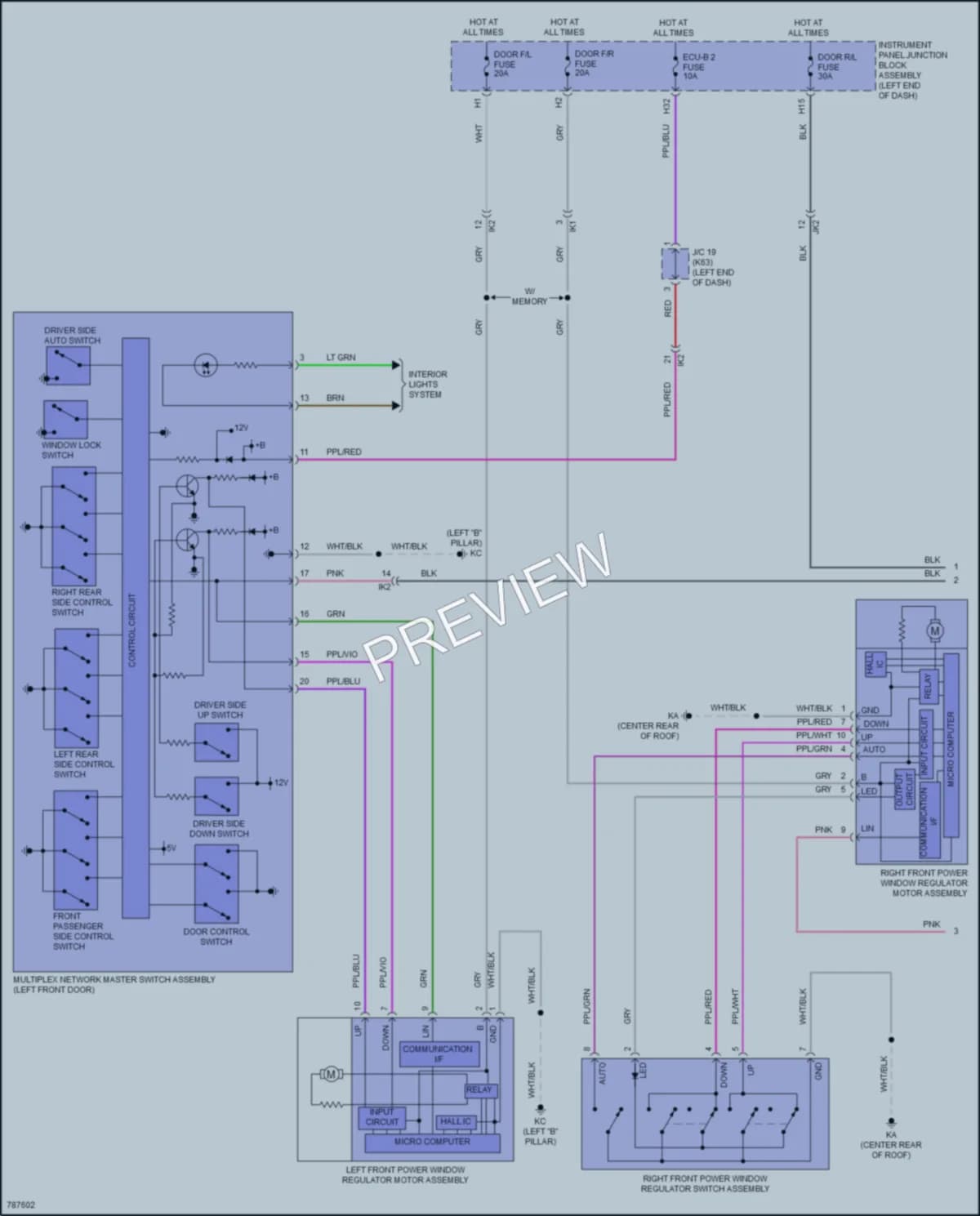 2022 Toyota AvalonHybrid Power Windows wiring diagram preview
