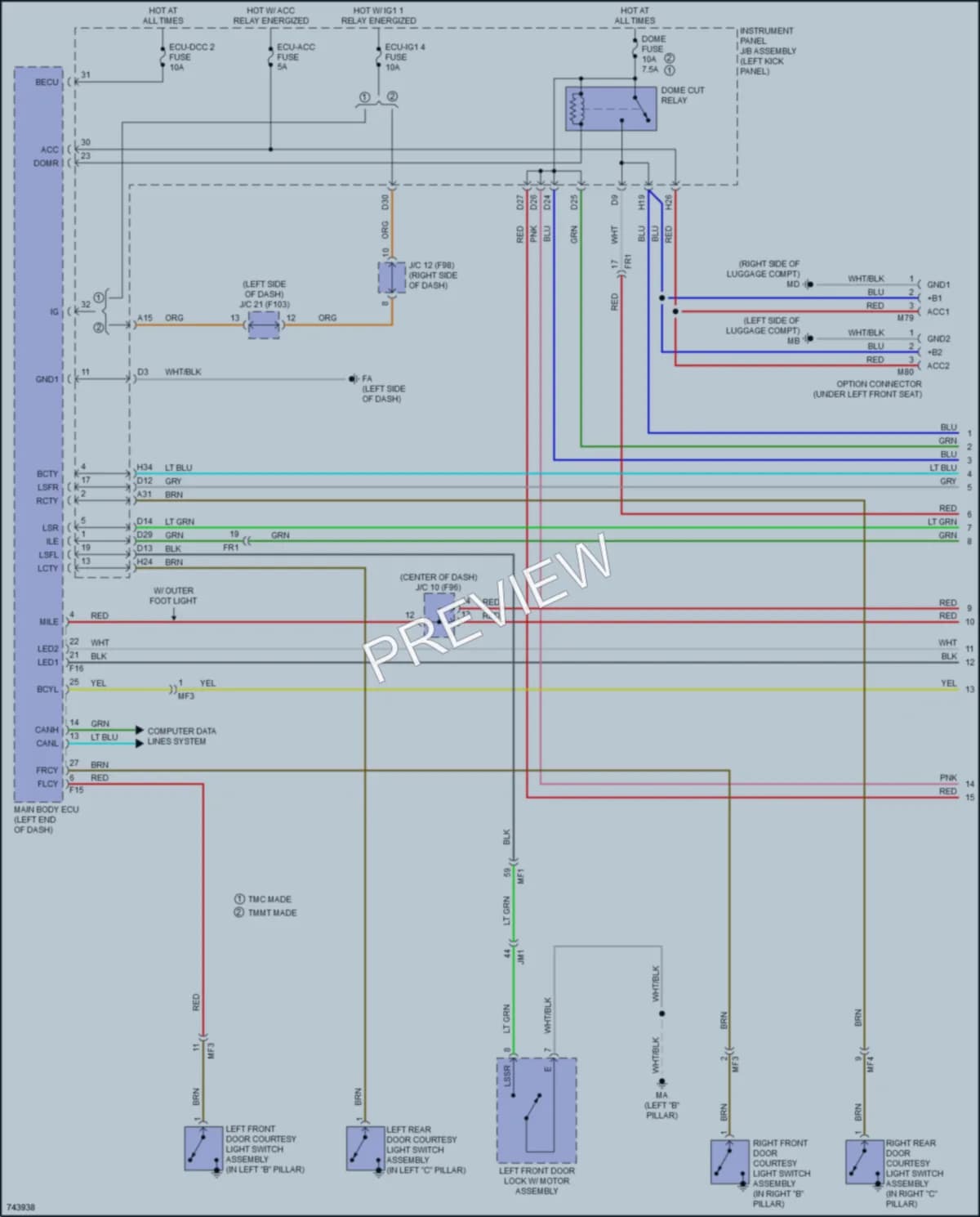 2022 Toyota CHR Interior Lights wiring diagram preview