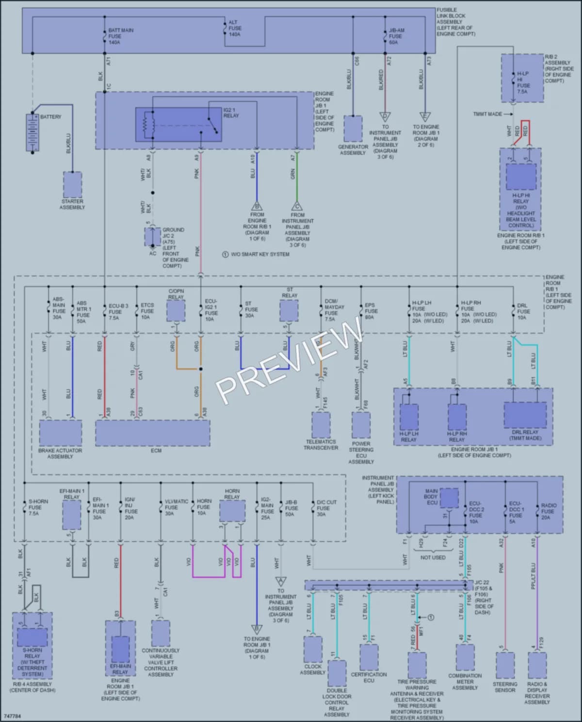 2022 Toyota CHR Power Distribution wiring diagram preview