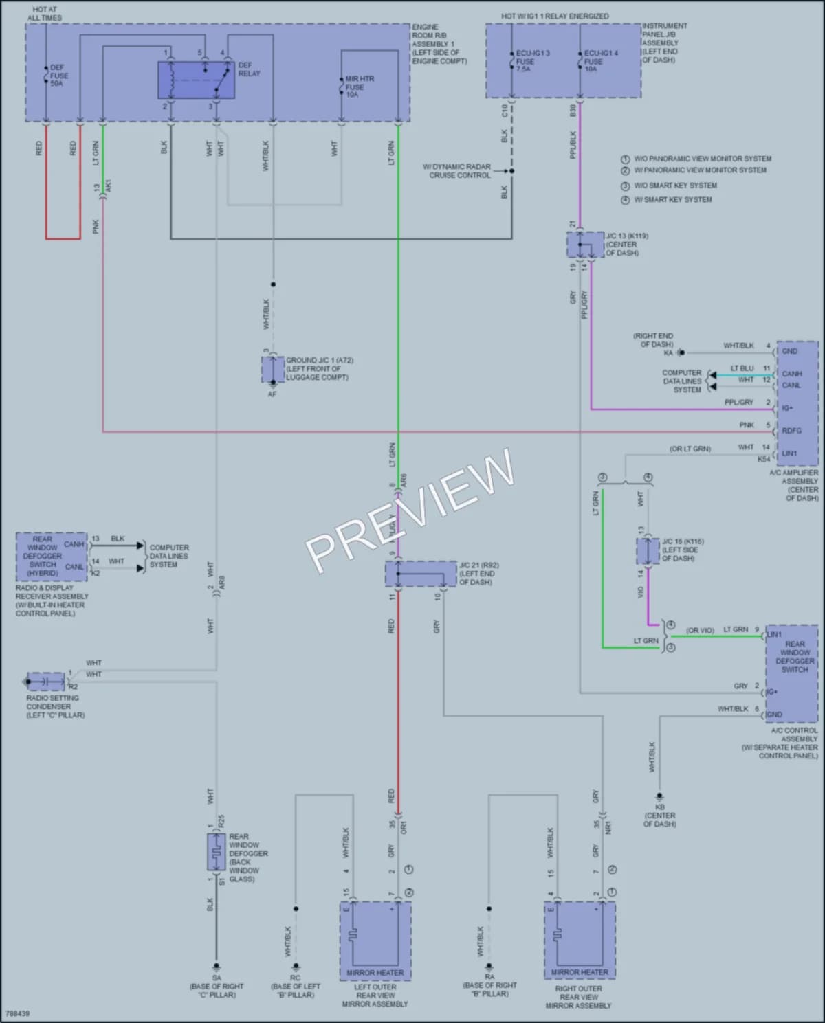 2022 Toyota Camry Defoggers wiring diagram preview
