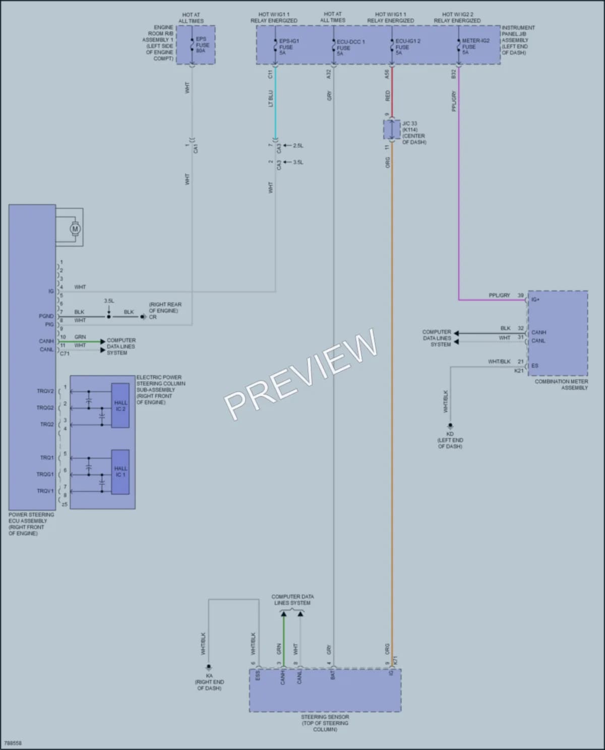 2022 Toyota Camry Electronic Power Steering wiring diagram preview