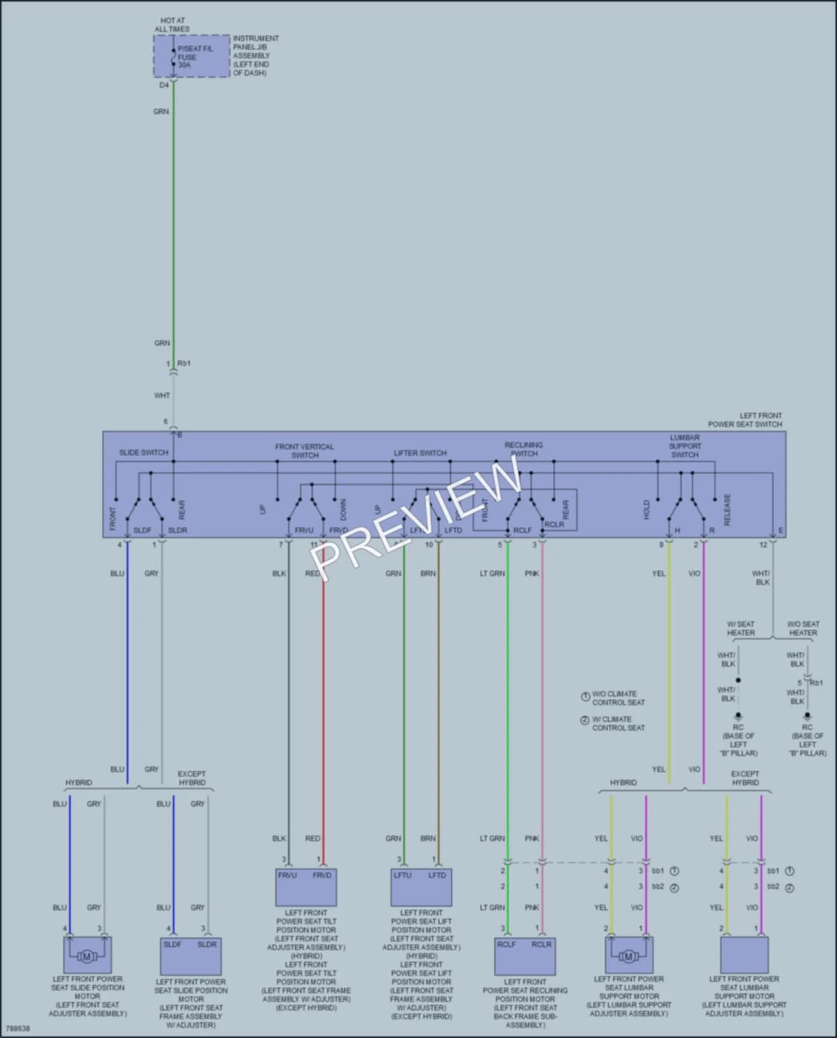 2022 Toyota CamryHybrid Power Seats wiring diagram preview
