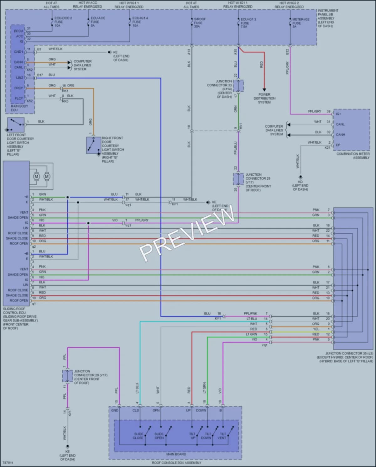 2022 Toyota CamryHybrid Power Top Sunroof wiring diagram preview