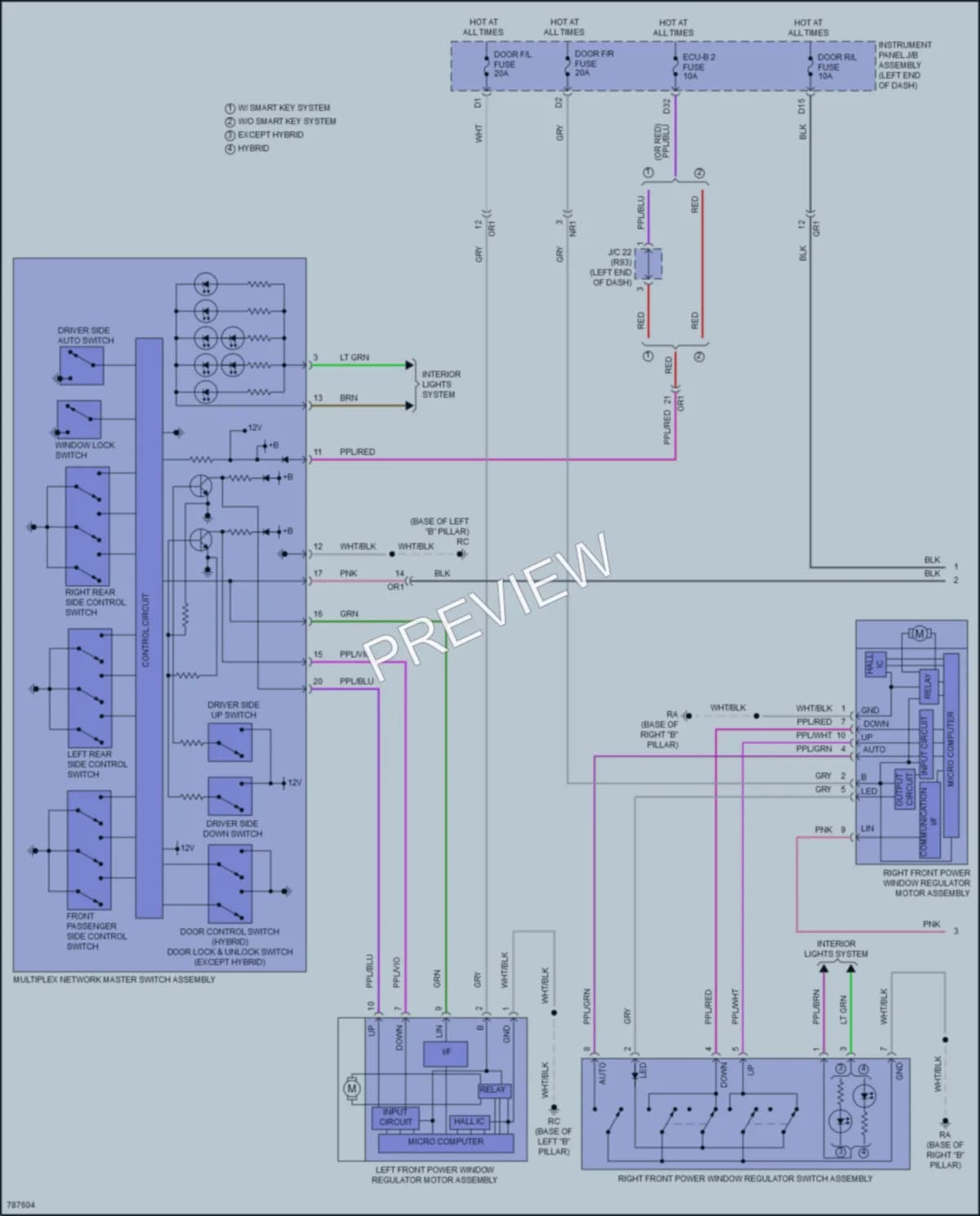 2022 Toyota CamryHybrid Power Windows wiring diagram preview