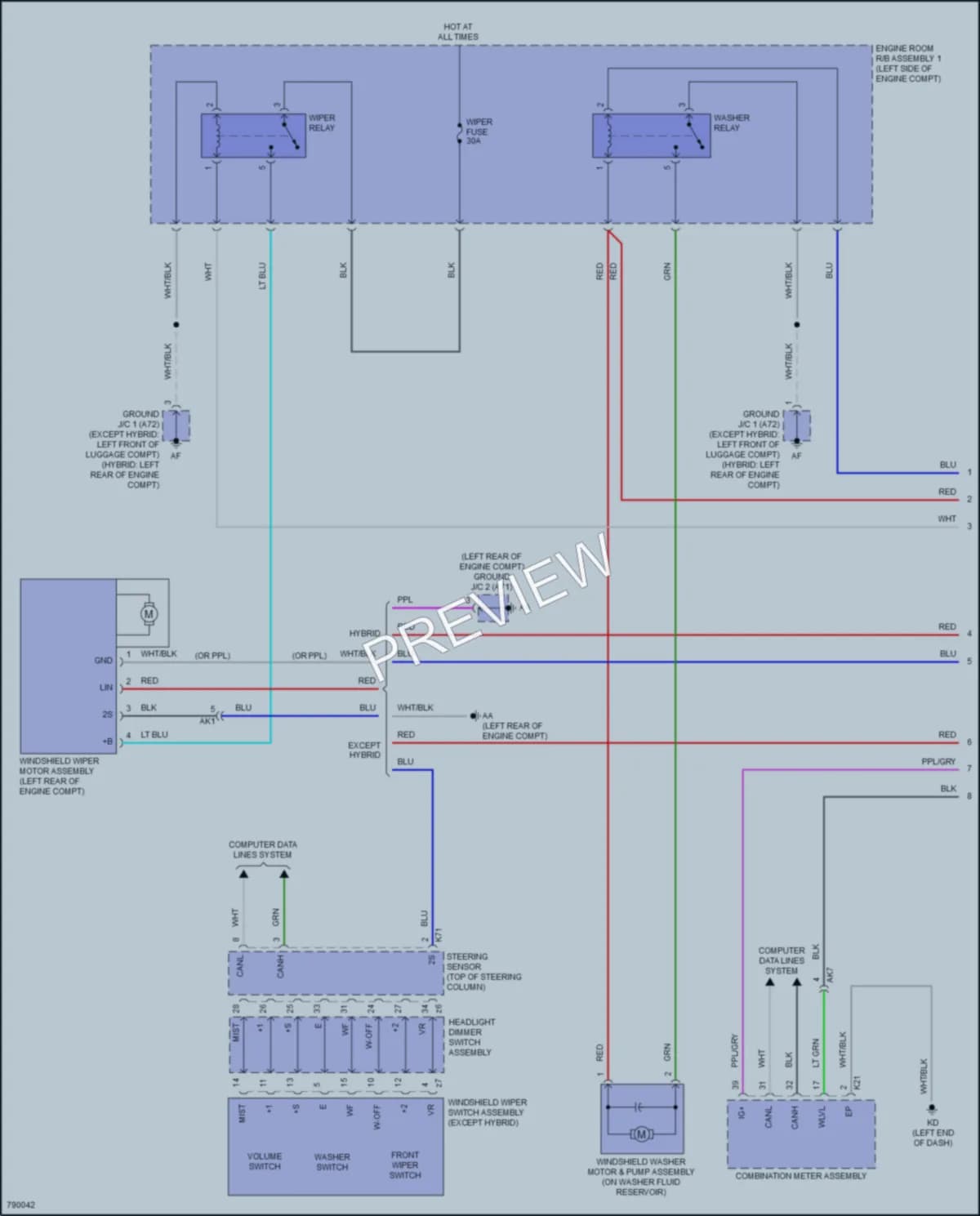 2022 Toyota CamryHybrid Wiper Washer wiring diagram preview