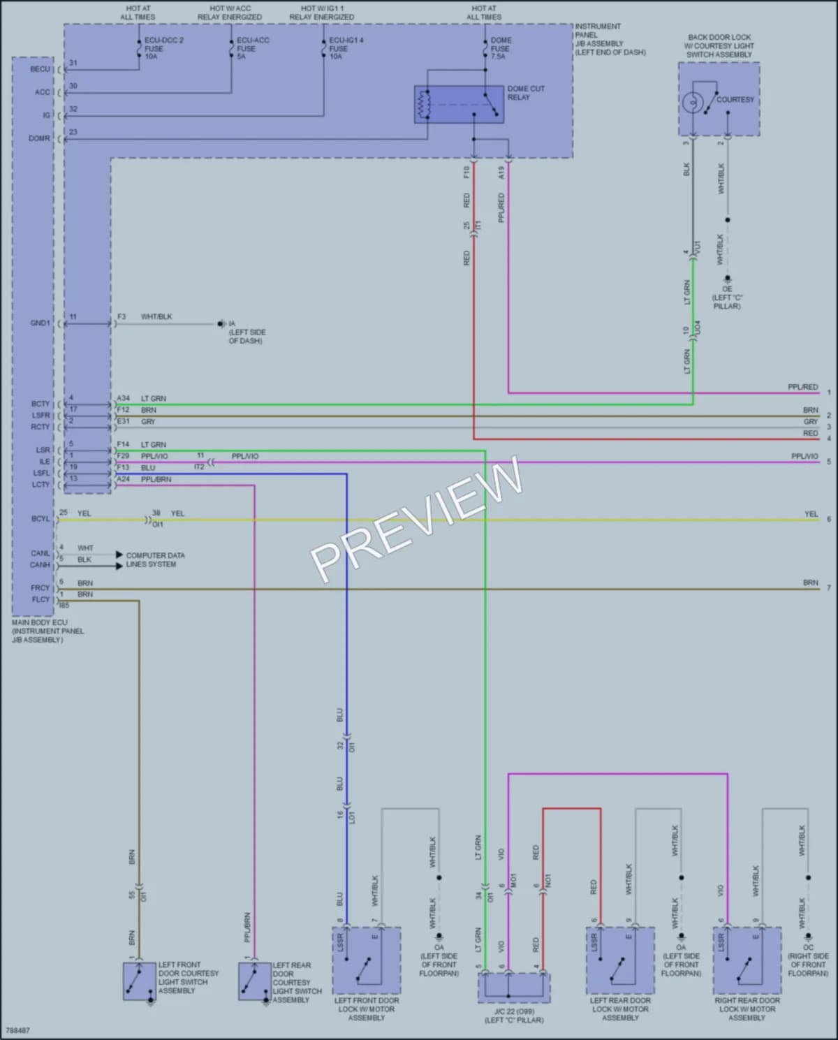 2022 Toyota Corolla Interior Lights wiring diagram preview