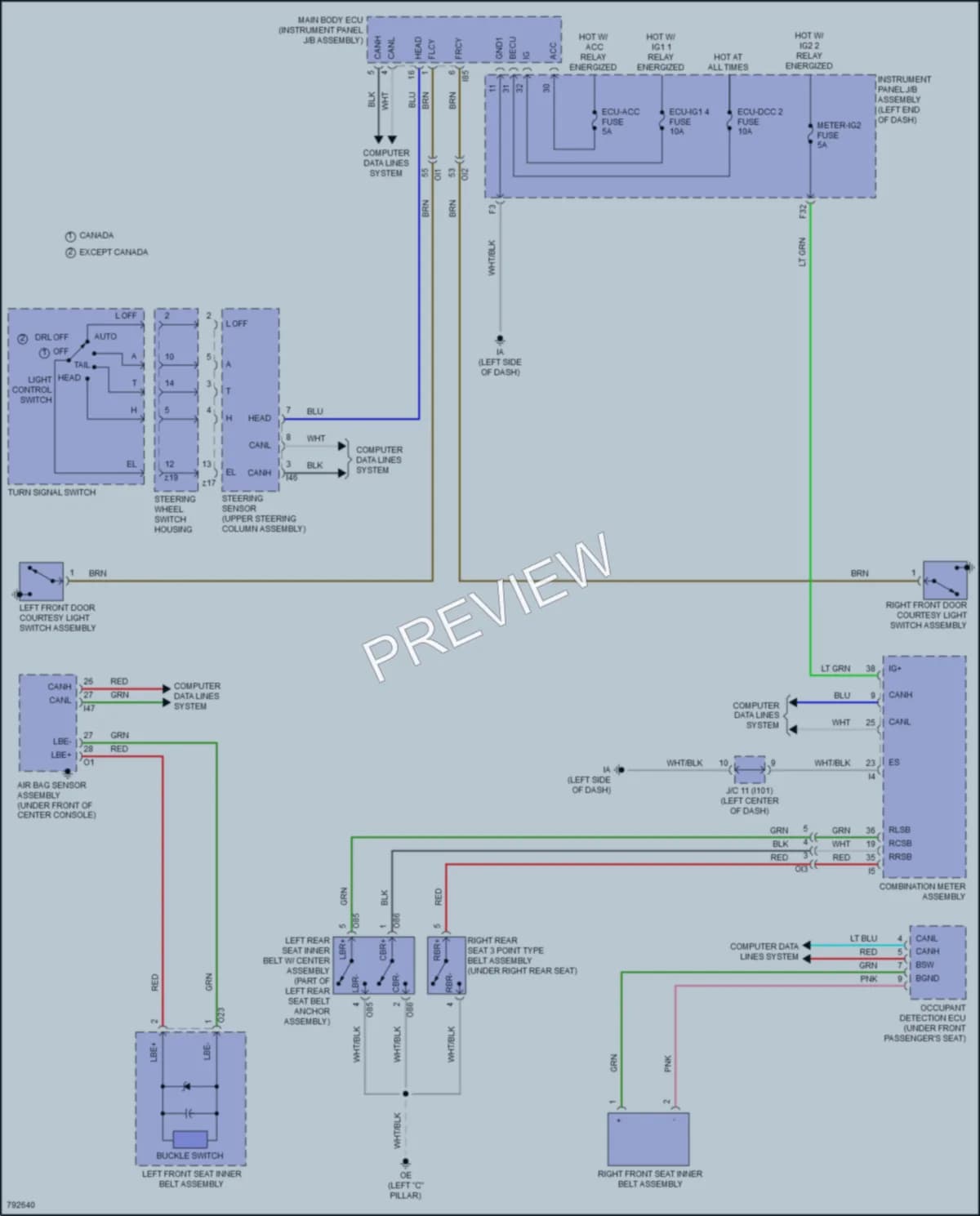 2022 Toyota Corolla Warning Systems wiring diagram preview