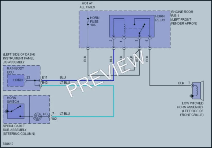 2022 Toyota CorollaCross Horn wiring diagram preview