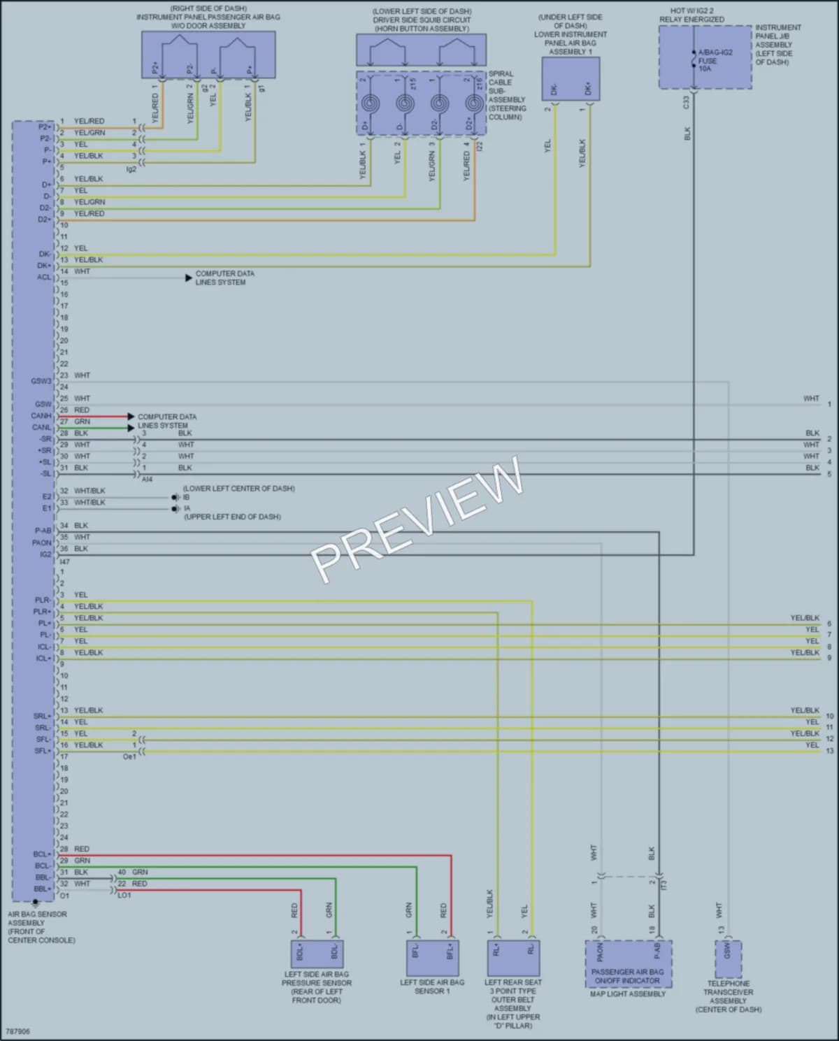 2022 Toyota CorollaCross Supplemental Restraints wiring diagram preview