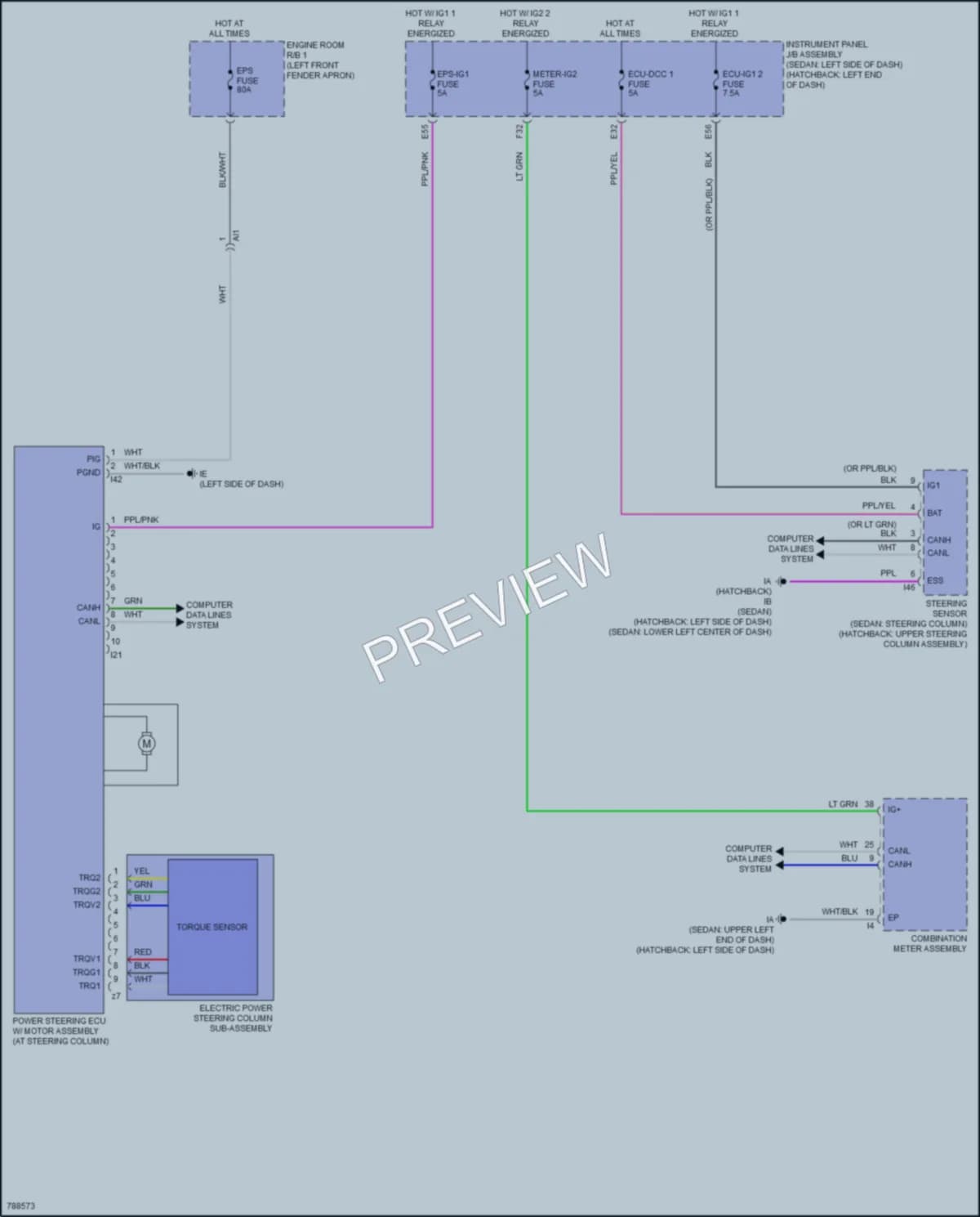 2022 Toyota CorollaHybrid Electronic Power Steering wiring diagram preview