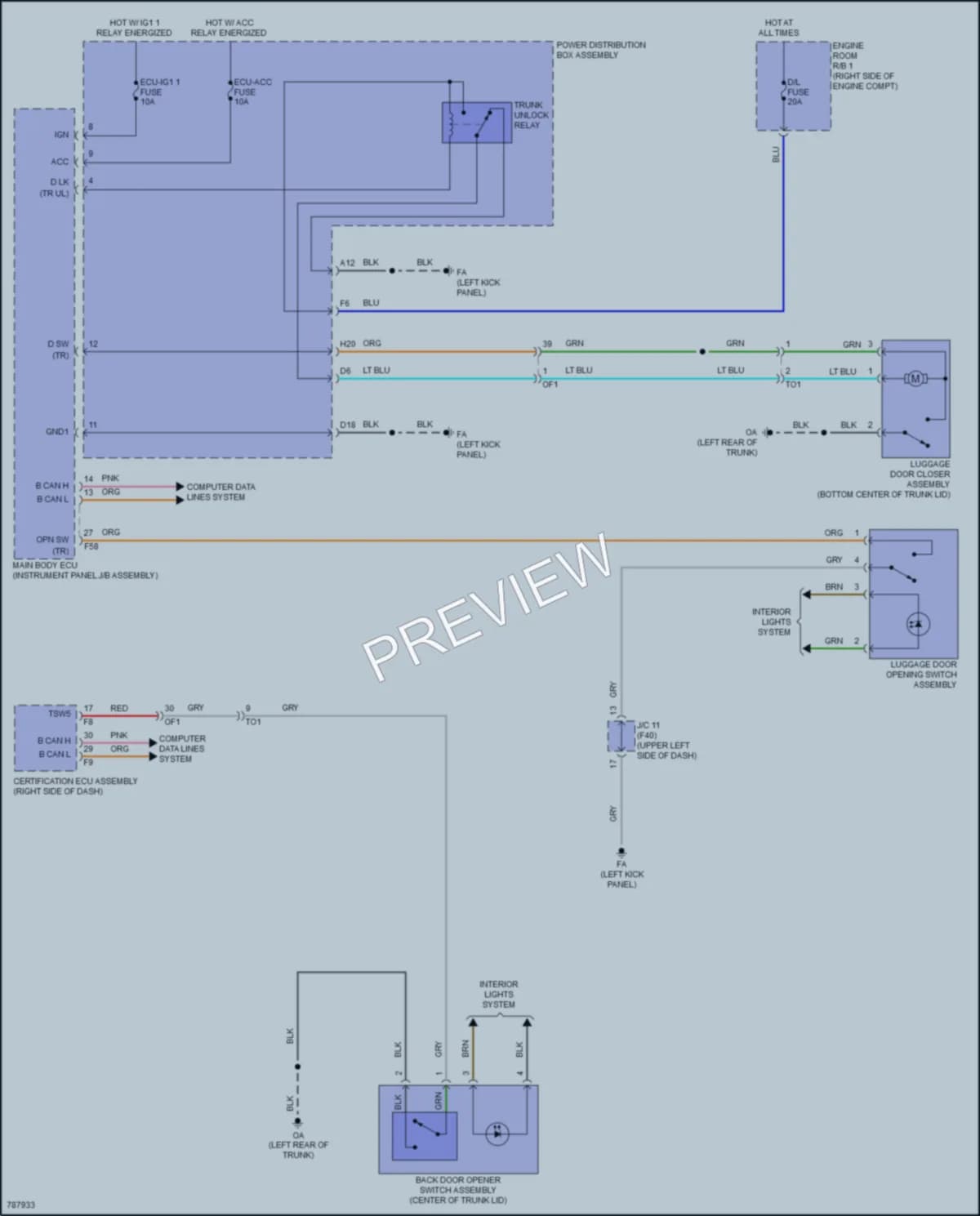 2022 Toyota GR86 Trunk Tailgate Fuel Door wiring diagram preview
