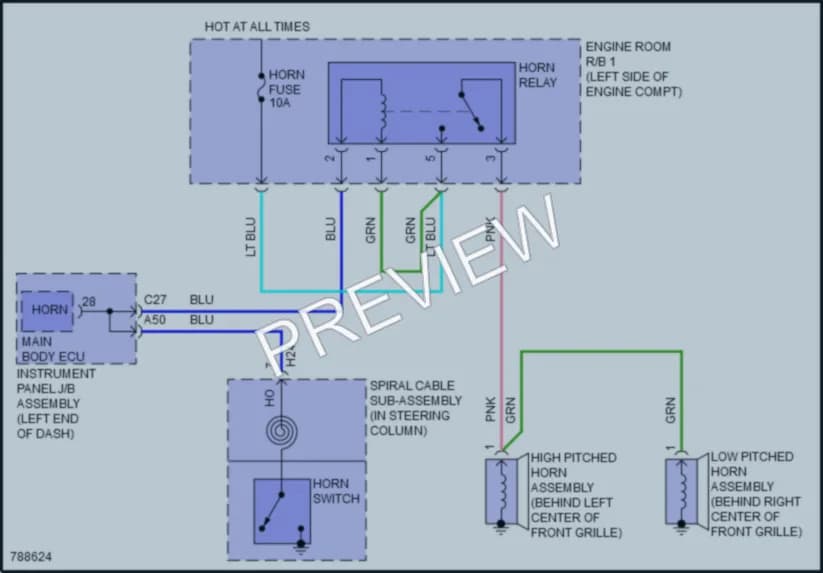 2022 Toyota HighlanderHybrid Horn wiring diagram preview